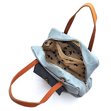 Colorblock Front Pocket Satchel