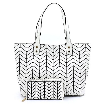Geometric Chevron Checkered 2-in-1 Shopper