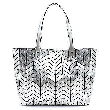Geometric Chevron Checkered 2-in-1 Shopper