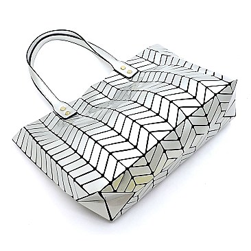 Geometric Chevron Checkered 2-in-1 Shopper