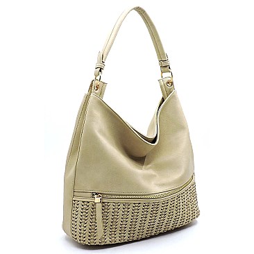 Fashionable Woven Detail Front Pocket 2-Way Hobo MH-AL0012
