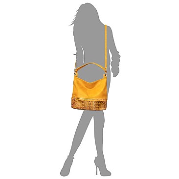 Fashionable Woven Detail Front Pocket 2-Way Hobo MH-AL0012