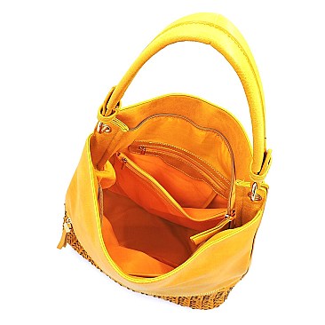 Fashionable Woven Detail Front Pocket 2-Way Hobo MH-AL0012