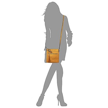 Fashion Zip Tassel Multi Compartment Crossbody Bag