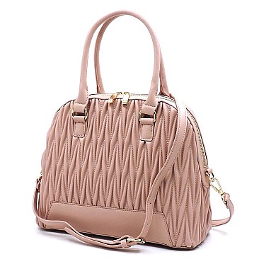 Chevron Quilted Dome Satchel