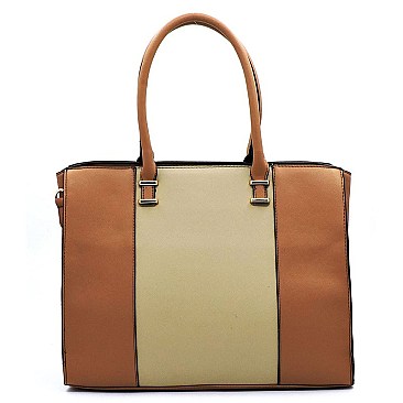 Saffiano Textured Colorblock Satchel