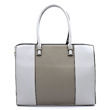 Saffiano Textured Colorblock Satchel