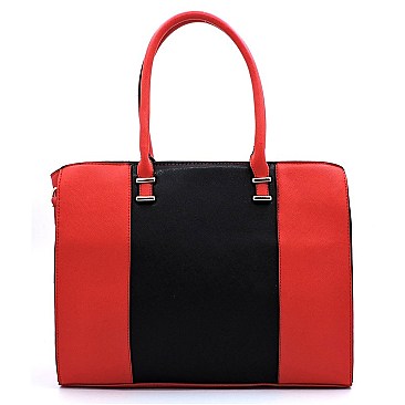 Saffiano Textured Colorblock Satchel