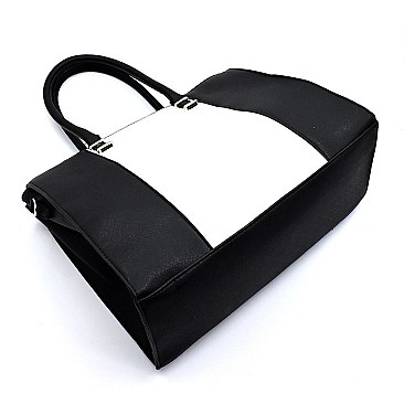 Saffiano Textured Colorblock Satchel