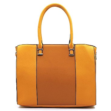 Saffiano Textured Colorblock Satchel