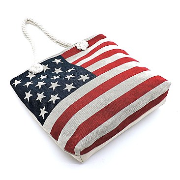 Canvas US Flag Beach Tote