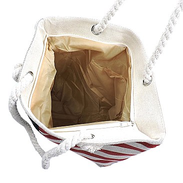 Canvas US Flag Beach Tote