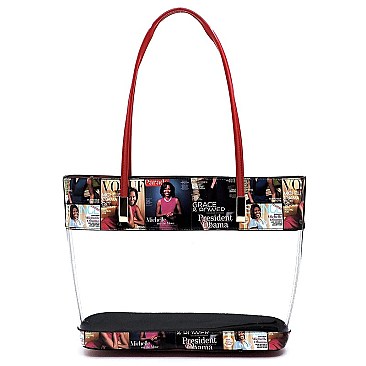 See Thru 3-in-1 Magazine Cover Collage Tote Set