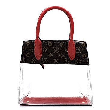 TRANSPARENT PADLOCK ACCENT MONOGRAM SATCHEL SET