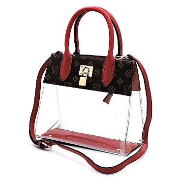 TRANSPARENT PADLOCK ACCENT MONOGRAM SATCHEL SET