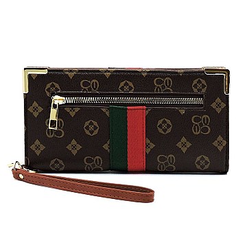 MONOGRAM STRIPE CLUTCH WALLET