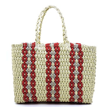 Multi Stripe Straw Tote