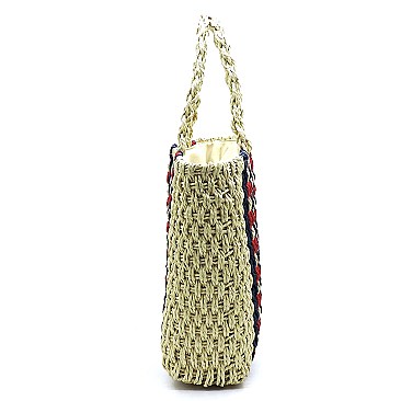 Multi Stripe Straw Tote