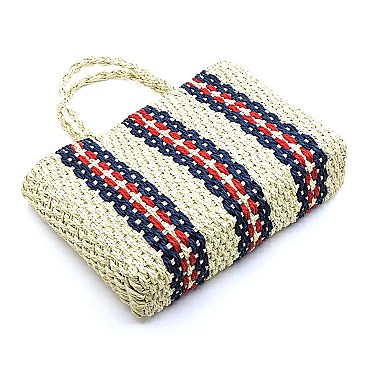 Multi Stripe Straw Tote