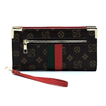 MONOGRAM STRIPE CLUTCH WALLET