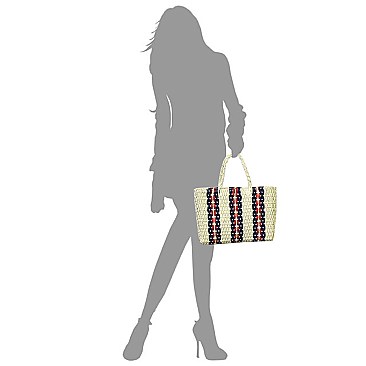 Multi Stripe Straw Tote