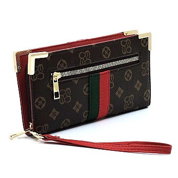 MONOGRAM STRIPE CLUTCH WALLET