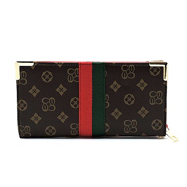 QUEENBEE MONOGRAM STRIPE CLUTCH WRISTLET