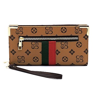 MONOGRAM STRIPE CLUTCH WALLET