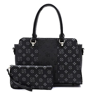 2 IN 1 TOP HANDLE COLOR BLOCK MONOGRAM SATCHEL