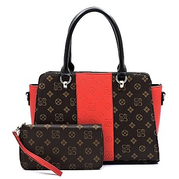 2 IN 1 TOP HANDLE COLOR BLOCK MONOGRAM SATCHEL