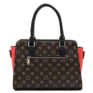 2 IN 1 TOP HANDLE COLOR BLOCK MONOGRAM SATCHEL