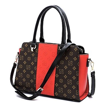 2 IN 1 TOP HANDLE COLOR BLOCK MONOGRAM SATCHEL