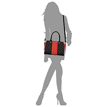 2 IN 1 TOP HANDLE COLOR BLOCK MONOGRAM SATCHEL