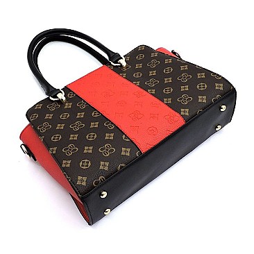 2 IN 1 TOP HANDLE COLOR BLOCK MONOGRAM SATCHEL