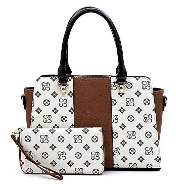 2 IN 1 TOP HANDLE COLOR BLOCK MONOGRAM SATCHEL