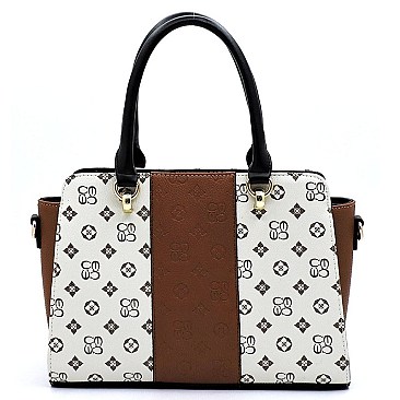 2 IN 1 TOP HANDLE COLOR BLOCK MONOGRAM SATCHEL