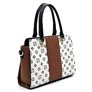 2 IN 1 TOP HANDLE COLOR BLOCK MONOGRAM SATCHEL