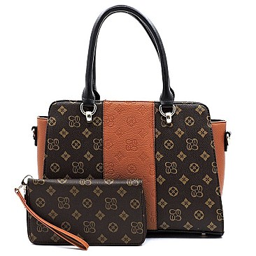 2 IN 1 TOP HANDLE COLOR BLOCK MONOGRAM SATCHEL