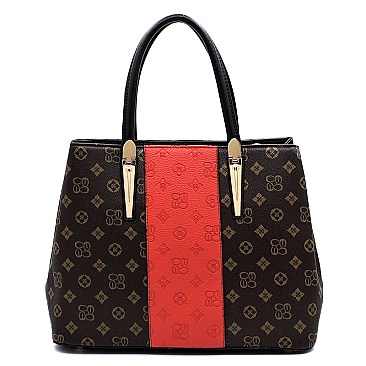 3 IN 1 COLOR BLOCK TOP HANDLE MONOGRAM SATCHEL