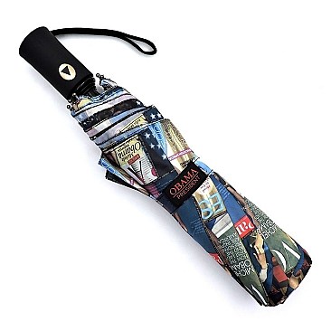 MAGAZINE COLLAGE AUTO FOLDING UMBRELLA