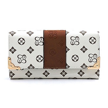 Monogram Color Block Clutch Wallet