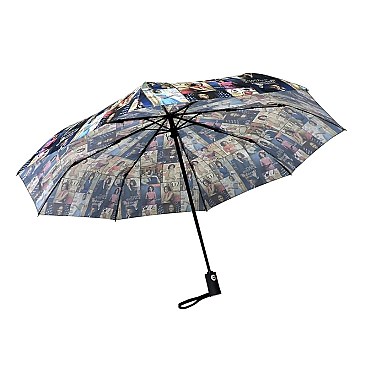 MAGAZINE COLLAGE AUTO FOLDING UMBRELLA