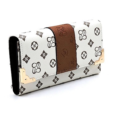 Monogram Color Block Clutch Wallet