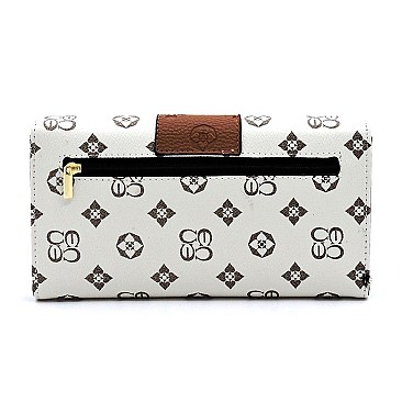 Monogram Color Block Clutch Wallet