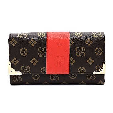 Monogram Color Block Clutch Wallet