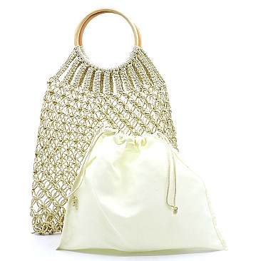 STRAW CROCHET HOBO