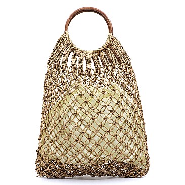 STRAW CROCHET HOBO