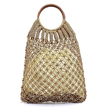 STRAW CROCHET HOBO