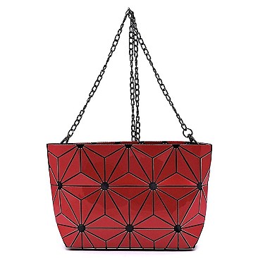 Glossy Geometric Crossbody Bag Clutch
