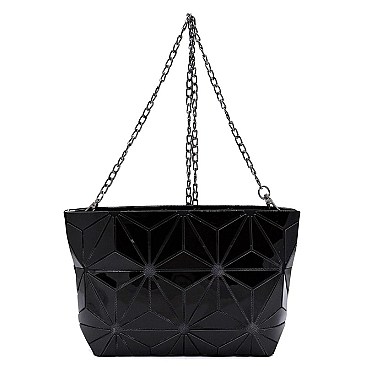 Glossy Geometric Crossbody Bag Clutch